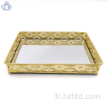 Plateau de vanité en miroir décoratif pour bijoux